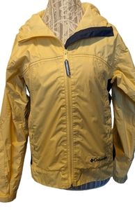 Columbia Womens SZ SM Core Windbreaker Jacket  Yellow Long sleeve Hoodie Hooded